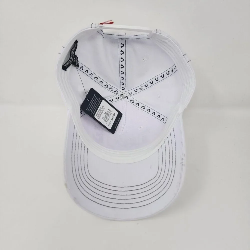 True Religion Hat Baseball Mens One Size White Snapback Cap Buddha Graphic Logo